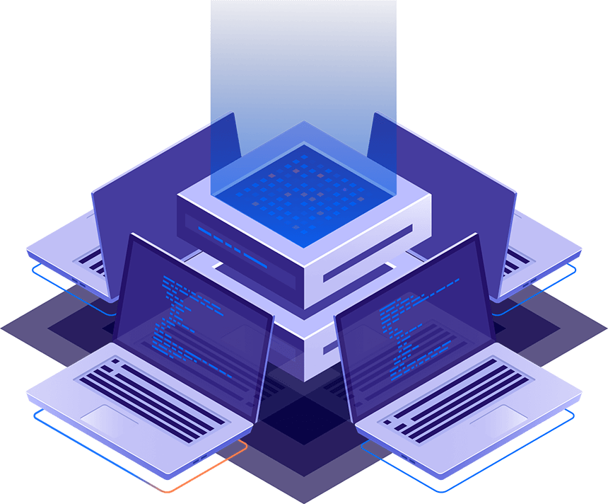 Connected technology network illustration